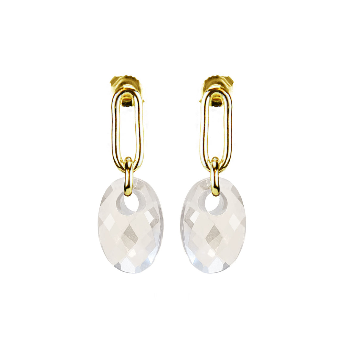 Oval Link & Gemstone Earrings