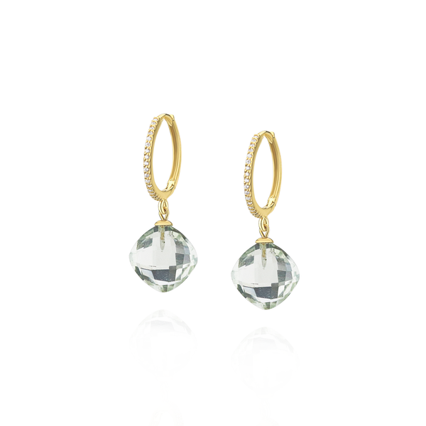 Cushion Cut Gemstones & Clear Zircon Hoops