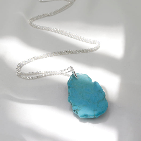 Large Turquoise Slice Pendant Necklace