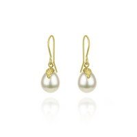Fish Hook & Textured Feature Pearl Earrings