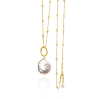 Baroque Pearl Pendant with Faceted Satellite Chain