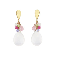 Pear Cut Gemstone Cluster Stud Earrings