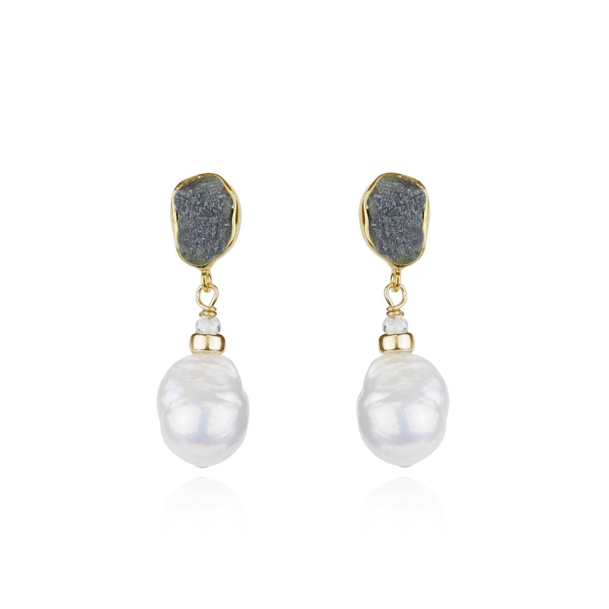 Diamonds & Pearl Drop Earrings