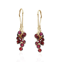 garnet grape shaped cluster earrings