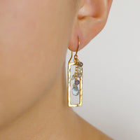 Hammered Rectangle & Cluster Earrings