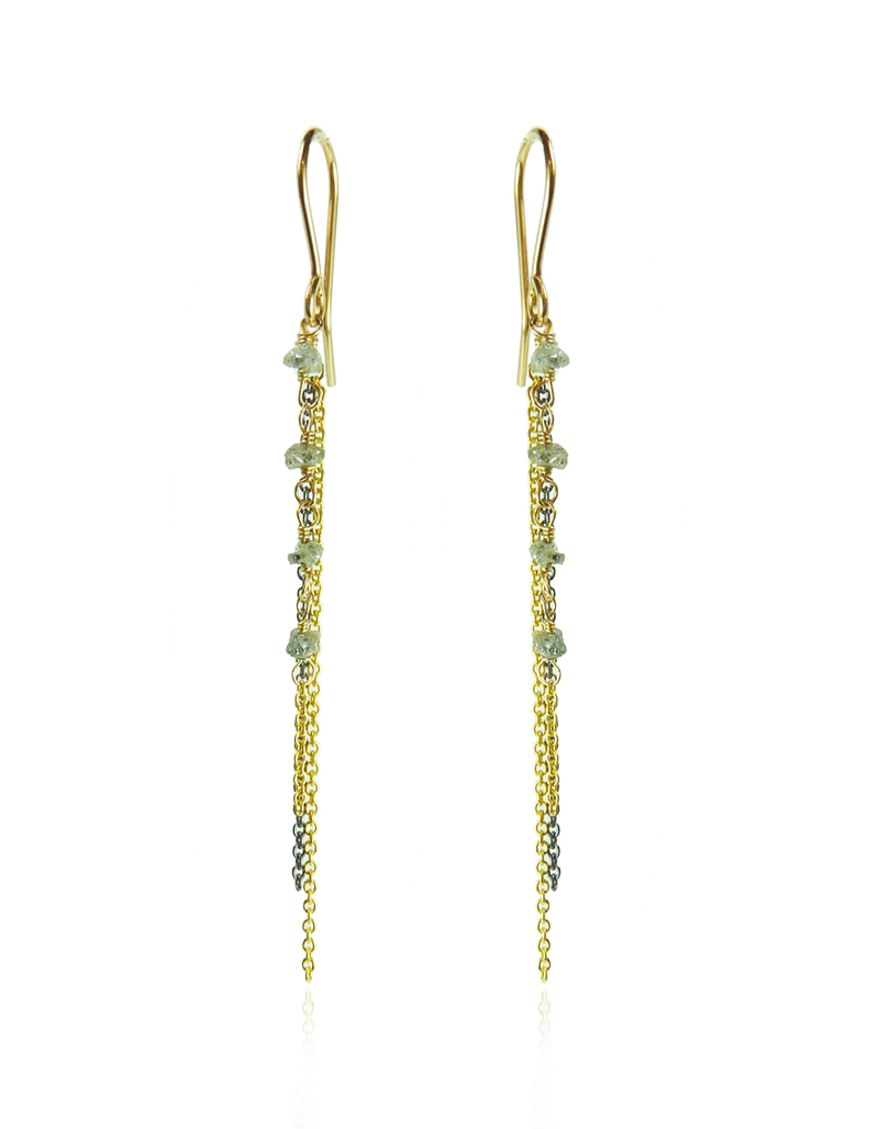 Gold Diamond Chain Earrings