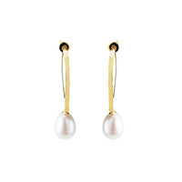 White Pearl Long Vermeil Earrings