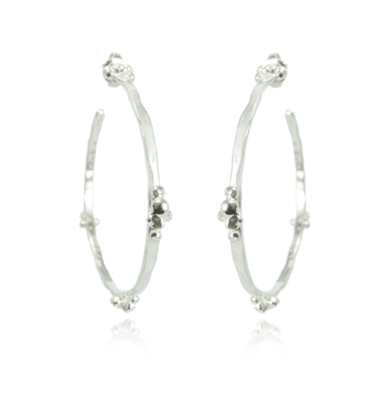 Cluster Silver Balls Hoops