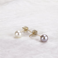 9ct Gold Dual Toned Pearl Earrings