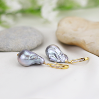 Grey Baroque Pearl Earrings - Limited Edition