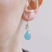 Blue Quartz Pear Shaped Cluster Earrings