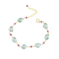 Green Amethyst and Pink Tourmaline Bracelet