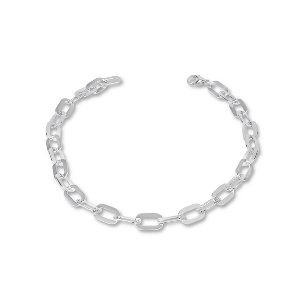 Stylish chunky flat chain necklace in silver, perfect for a bold and modern look.