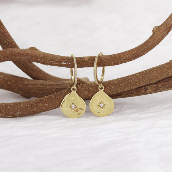 Clear Zircon Star Hoops