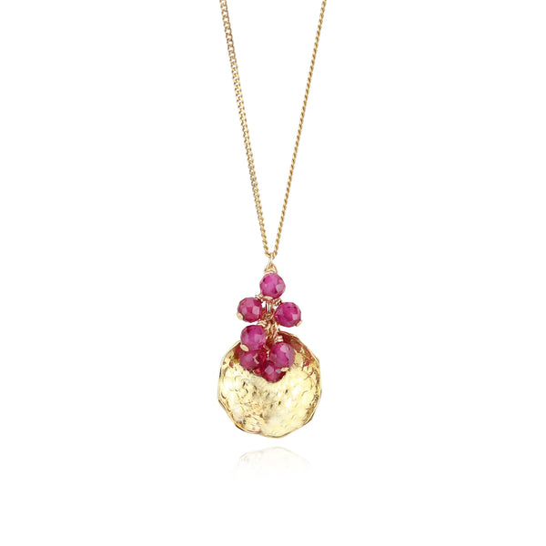 Hammered Disc & Cluster Pendant Necklace