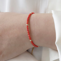Beaded Coral Slider Bracelet