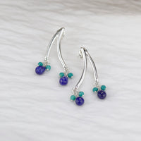 Curved Double Drop Cluster Earrings