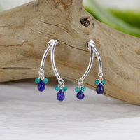Curved Double Drop Cluster Earrings