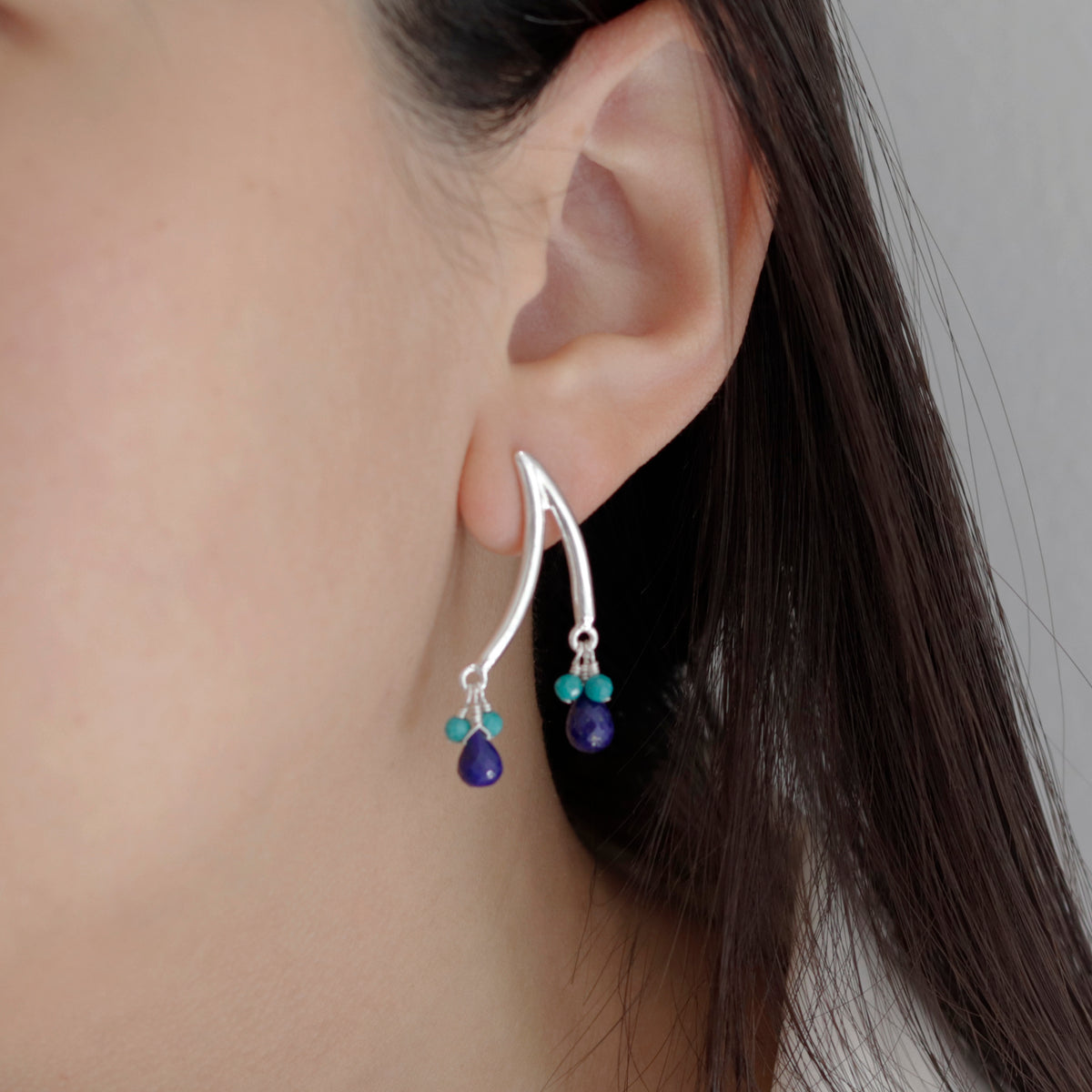 Curved Double Drop Cluster Earrings