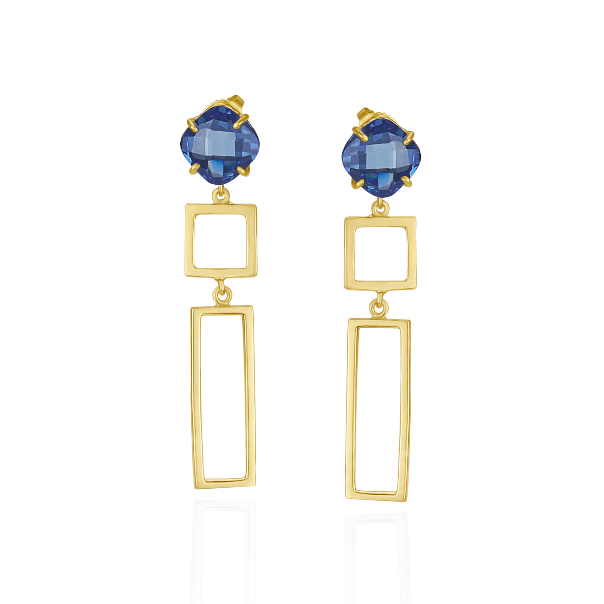 Cushion Cut Geometric Drop Earrings