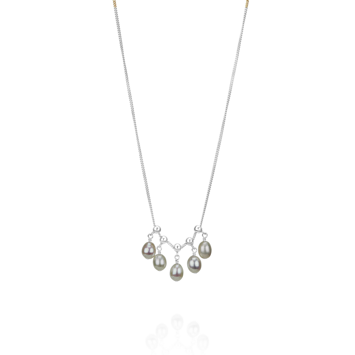 Pair of delicate adjustable grey pearl necklaces for a sophisticated and versatile look.