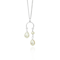 Double Drop Pearl Pendant Necklace