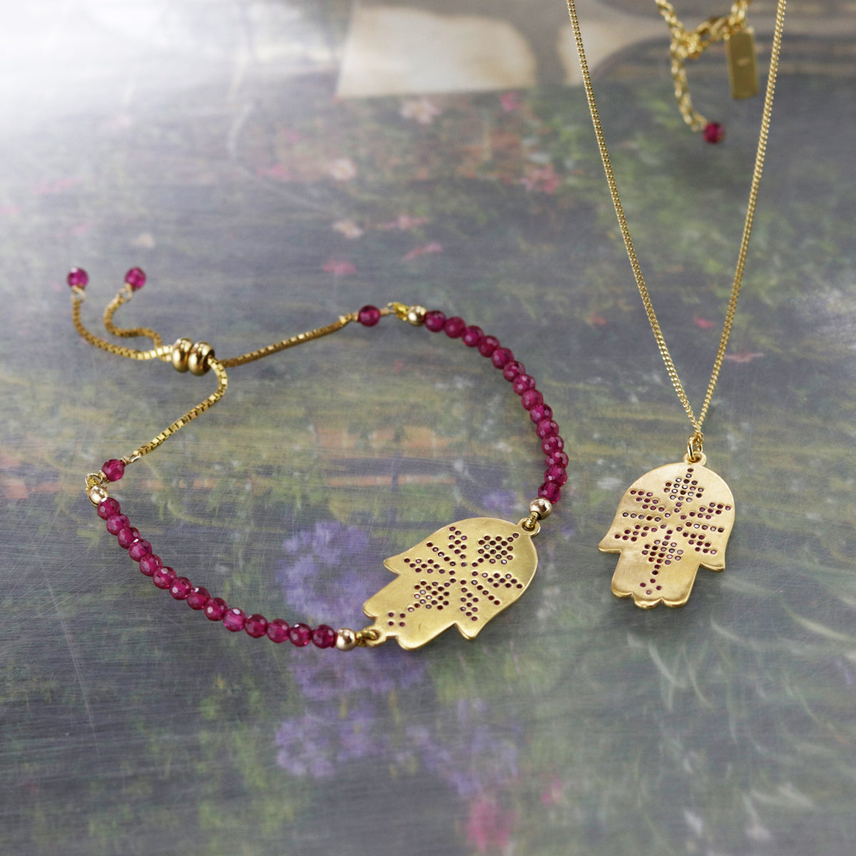 Hamsa Hand Tatreez Beaded Bracelet