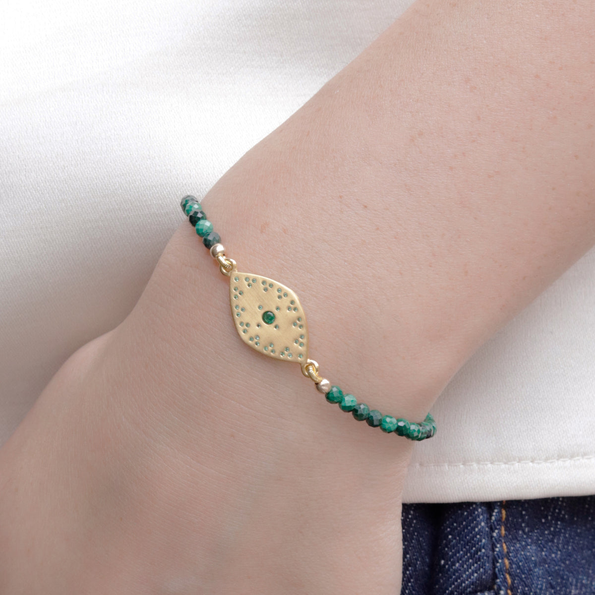 Evil Eye Tatreez Beaded Bracelet