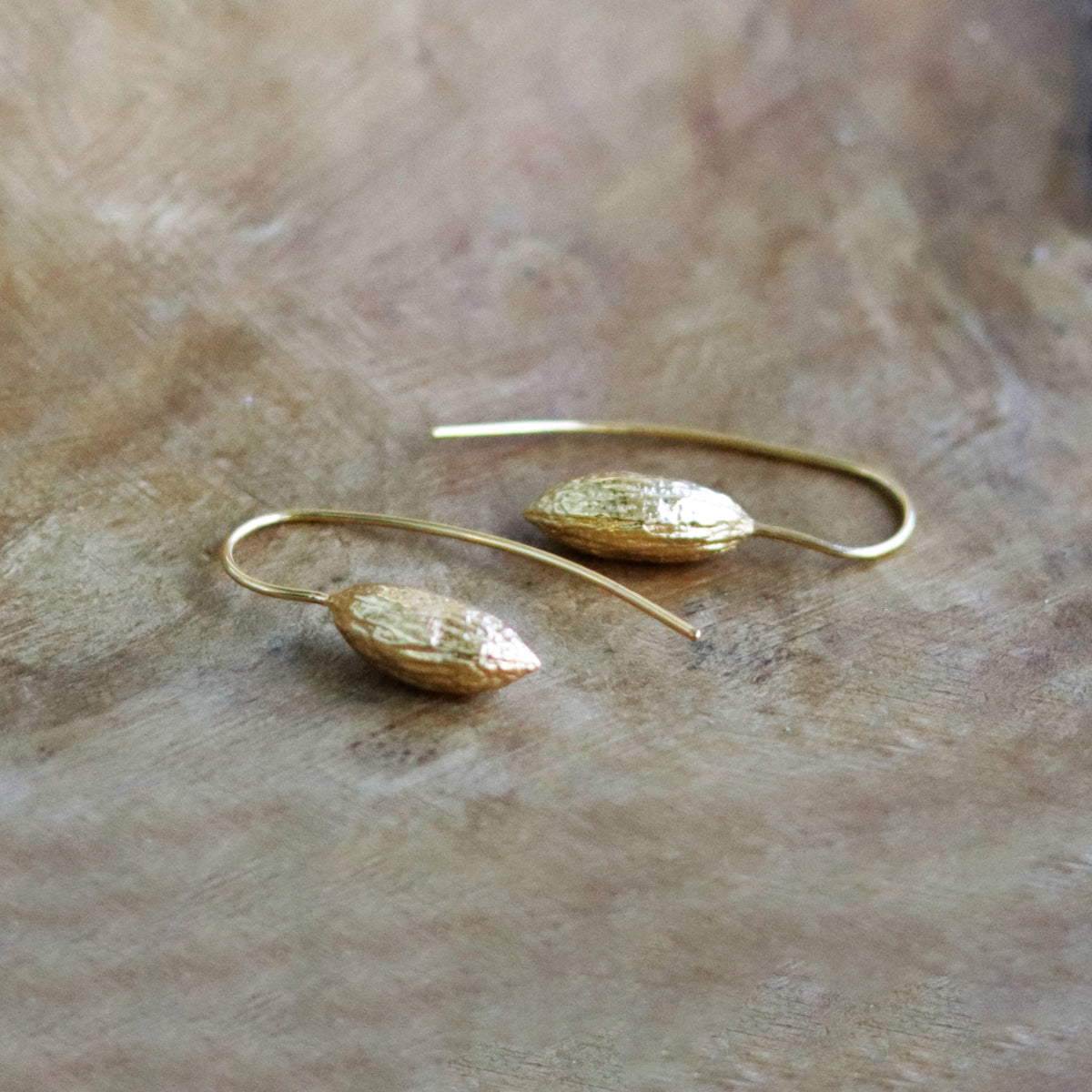 Small Veritcal Olive Stone Earrings