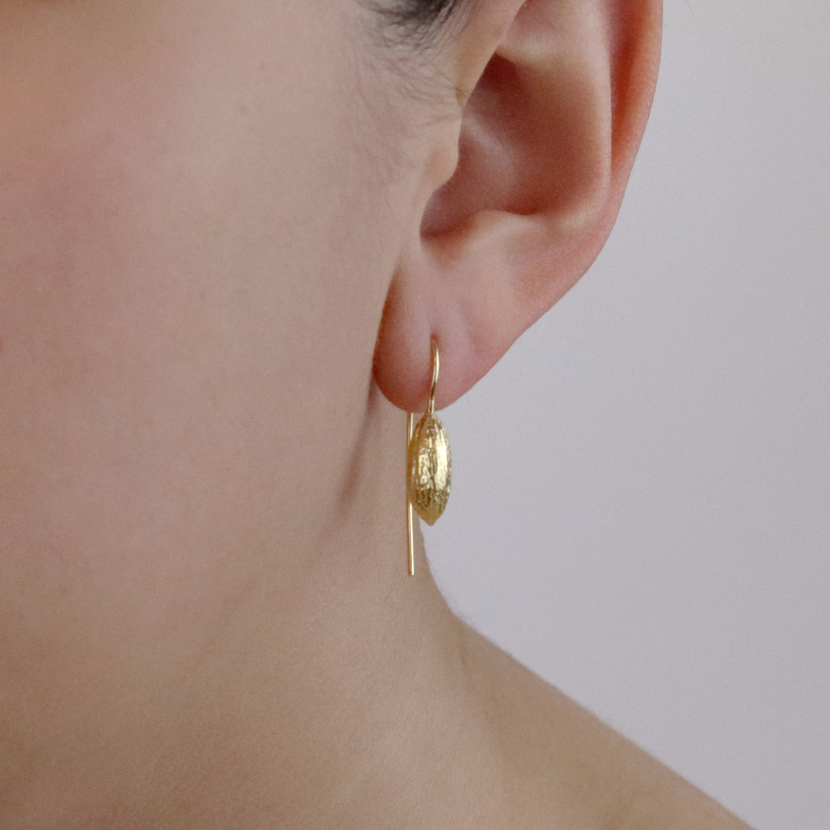 Small Veritcal Olive Stone Earrings