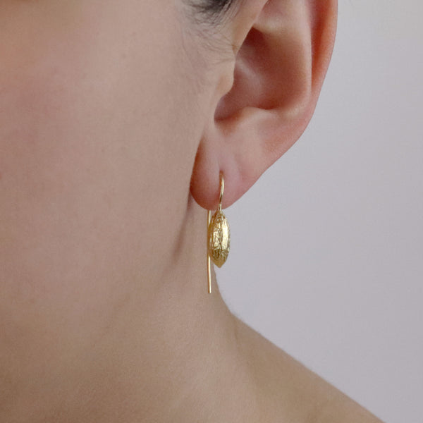 Small Veritcal Olive Stone Earrings