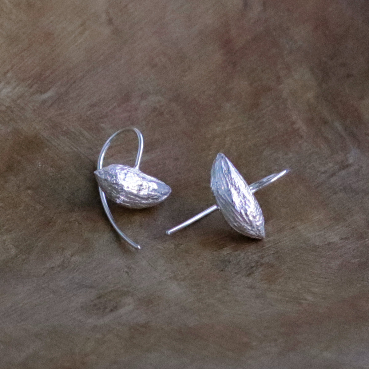 Small Horizontal Olive Stone Earrings