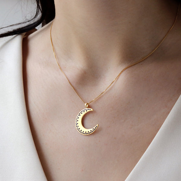 Crescent Moon Tatreez Pendant Necklace