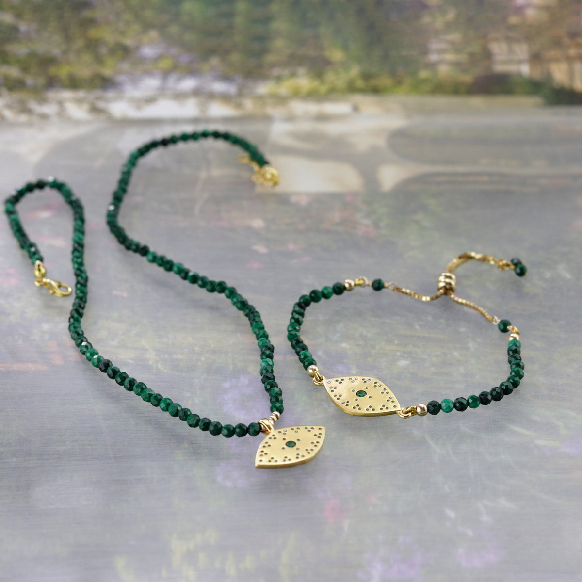 Evil Eye Tatreez Beaded Necklace