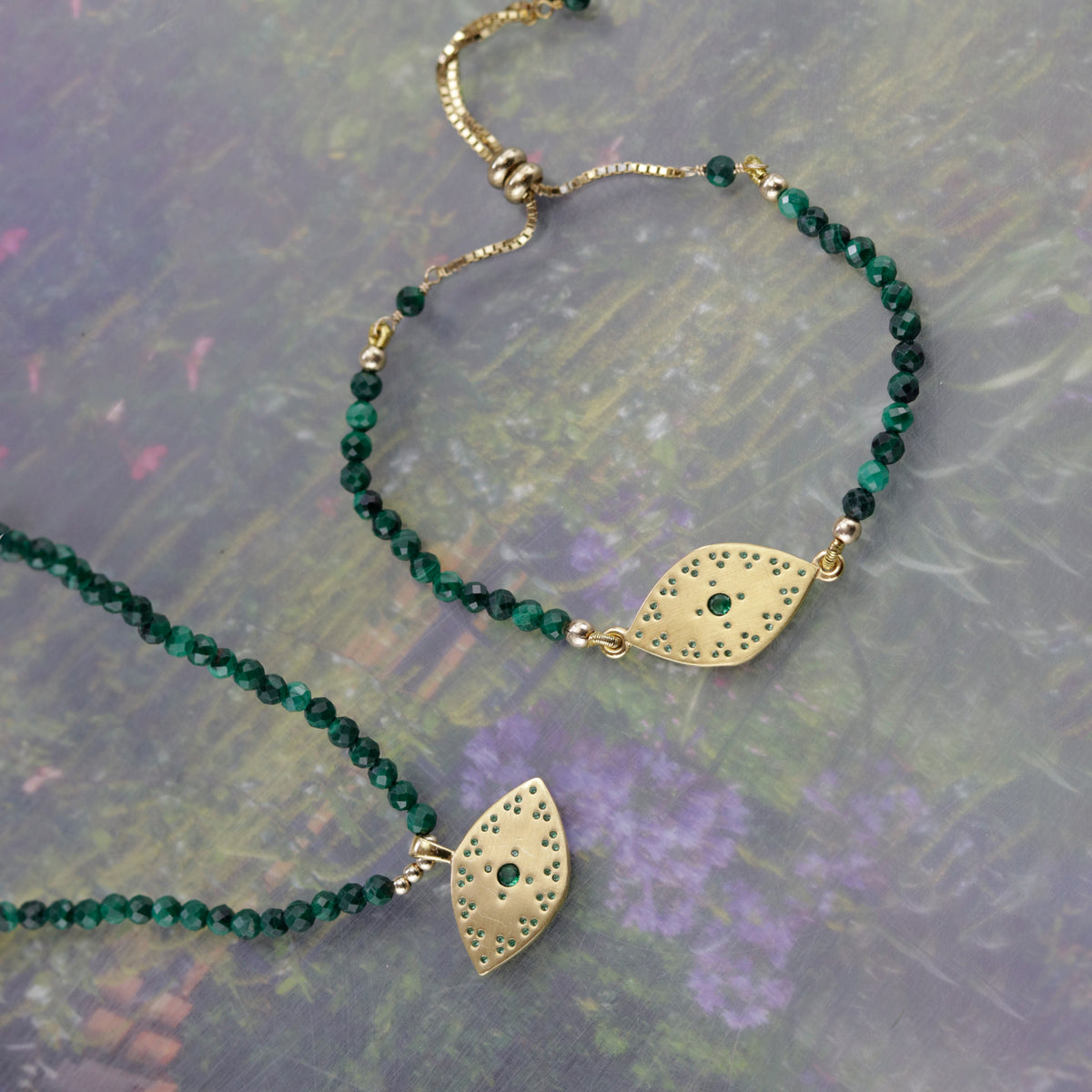 Evil Eye Tatreez Beaded Necklace