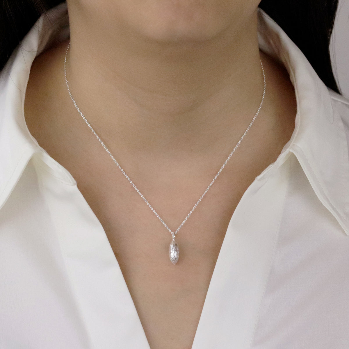 Small Olive Stone Pendant Necklace