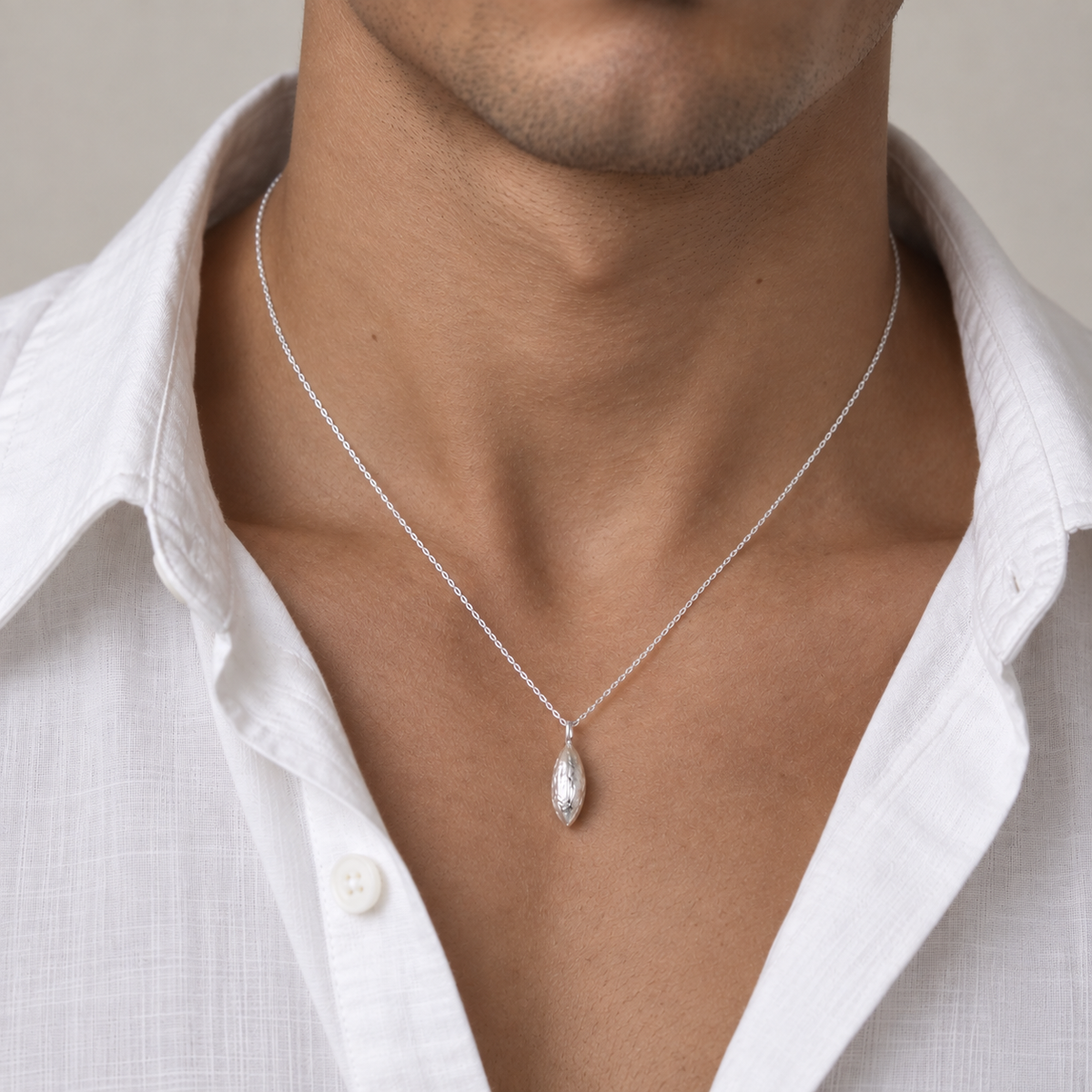 Small Olive Stone Pendant Necklace