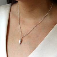 Large Vertical Olive Stone Pendant Necklace