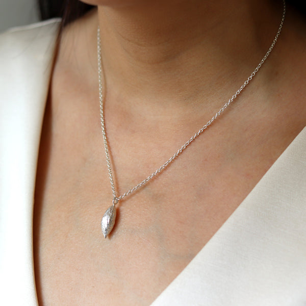 Large Vertical Olive Stone Pendant Necklace
