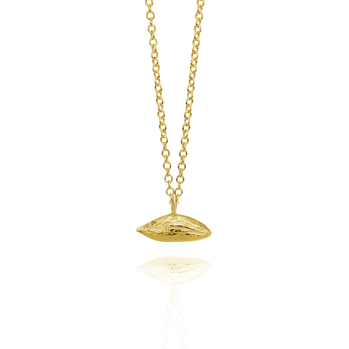 Large Horizontal Olive Stone Pendant Necklace