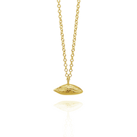 Large Horizontal Olive Stone Pendant Necklace