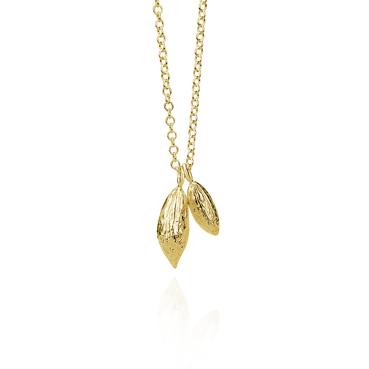 Double Olive Stone Pendant Necklace