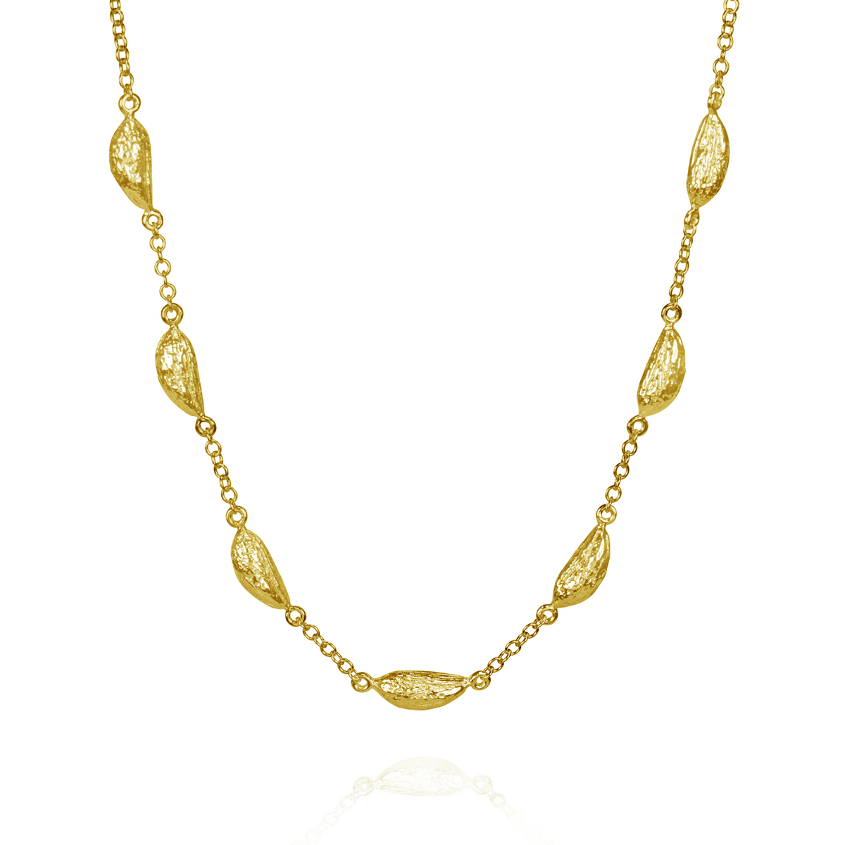 Small Olive Stone Station Necklace