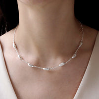 Small Olive Stone Station Necklace