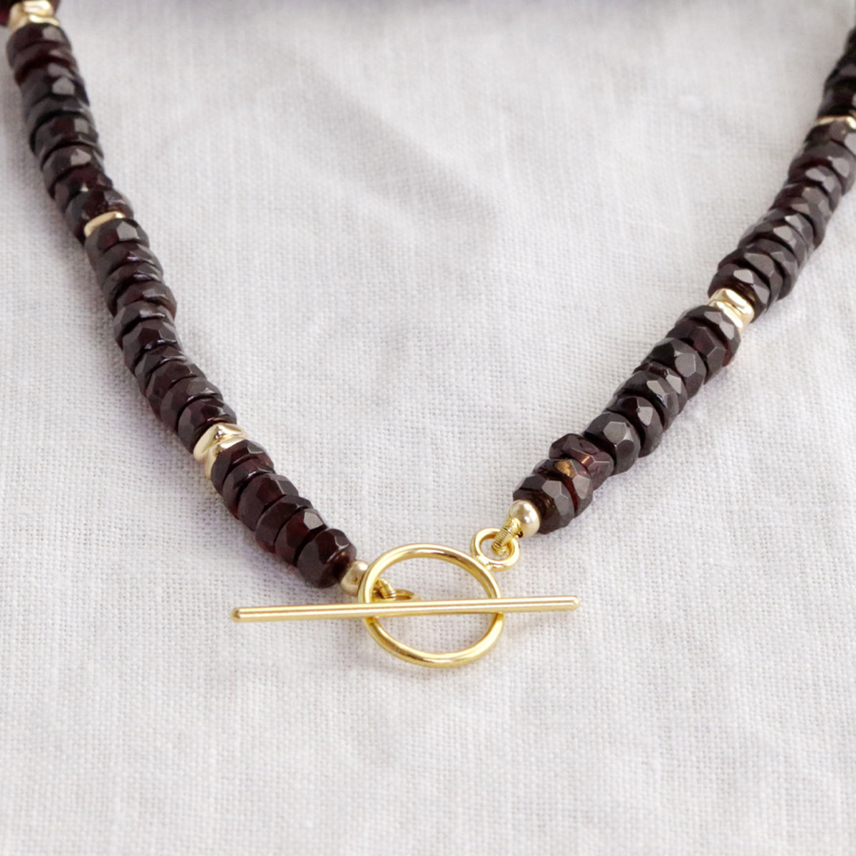 Garnet Heishi Toggle Necklace