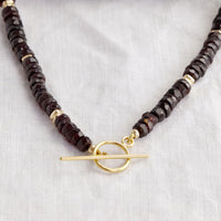 Garnet Heishi Toggle Necklace