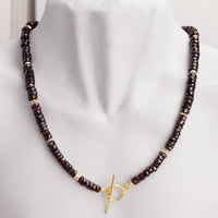 Garnet Heishi Toggle Necklace