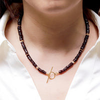 Garnet Heishi Toggle Necklace