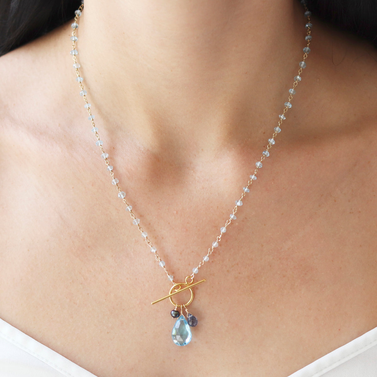 Blue Topaz Toggle Necklace - Limited Edition