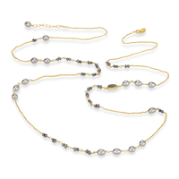 Long Rough Diamond & Pearl Necklace